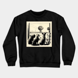 Dogs watching nuclear blast retro Crewneck Sweatshirt